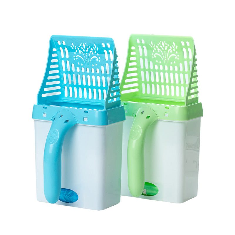 Portable Pet Waste Scooper with Built-In Waste Bin & Long Handle
