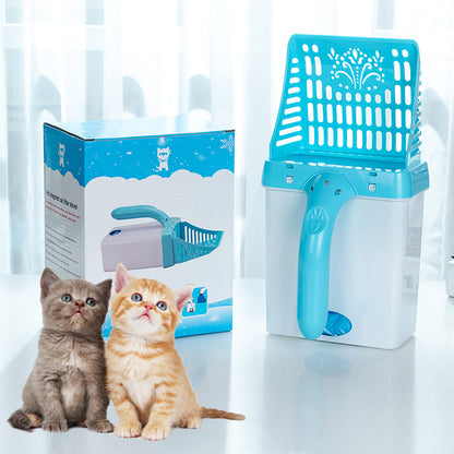 Portable Pet Waste Scooper with Built-In Waste Bin & Long Handle